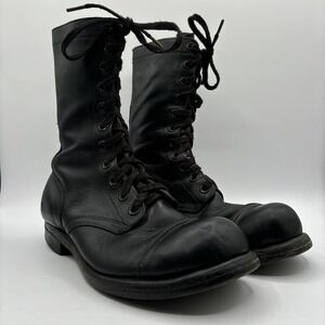 Vintage Slipknot Military Combat Jump Boots Black Leather 1959 Size 8.5 W